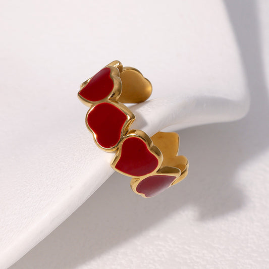 Anello con cuori perlato rosso