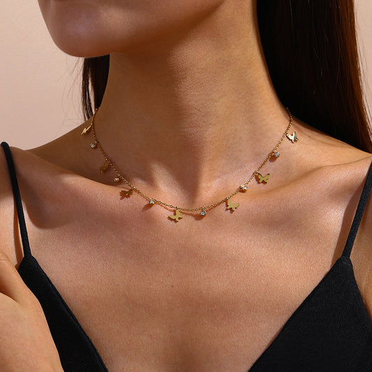 Collana con Farfalle ed intarsio in Diamante