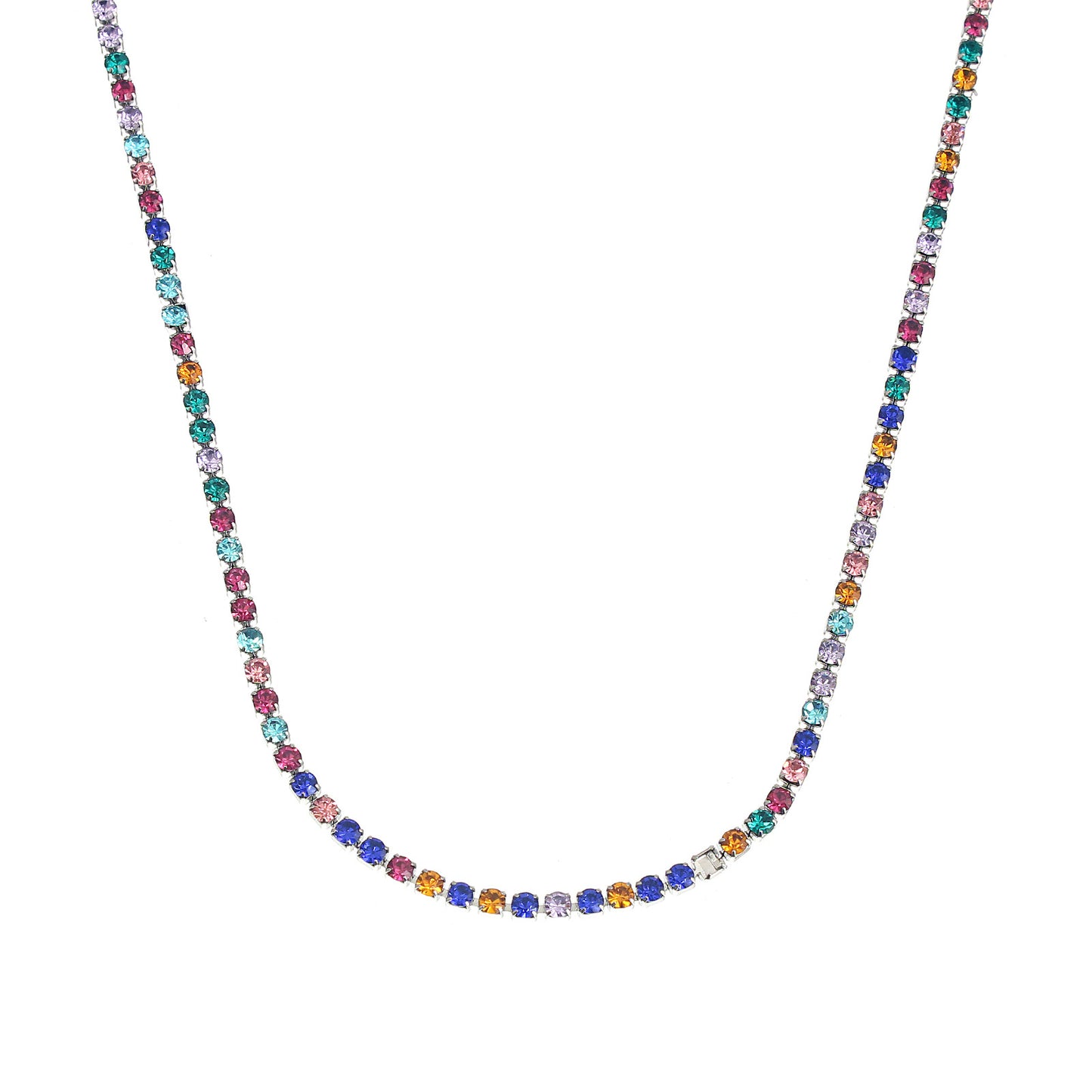 Collana Con Diamanti Colorati Base Argento