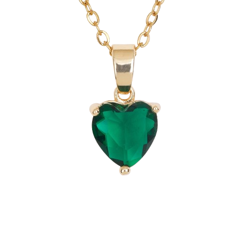 Collana con Zircone a Cuore Verde