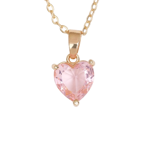Collana con Zircone a Cuore Rosa