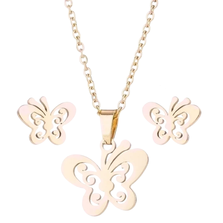Coordinato collana ed orecchini farfalla
