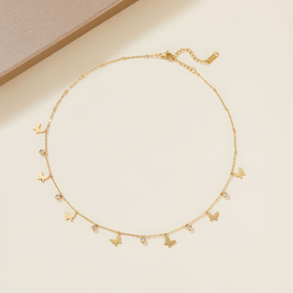 Collana con Farfalle ed intarsio in Diamante