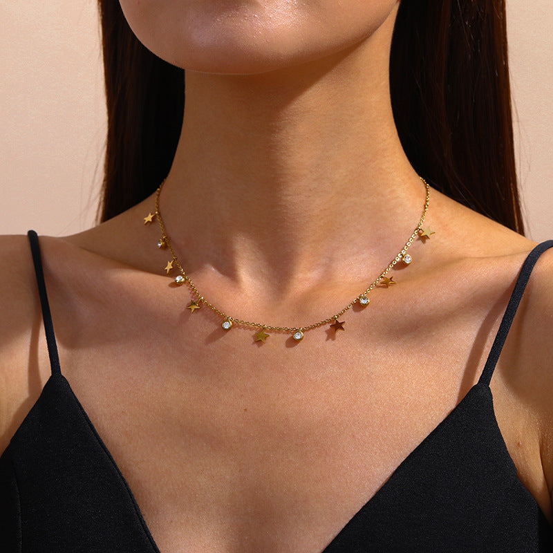 Collana con Stelline ed intarsio in Diamante