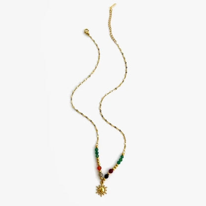 Collana girasole con intarsio e perline